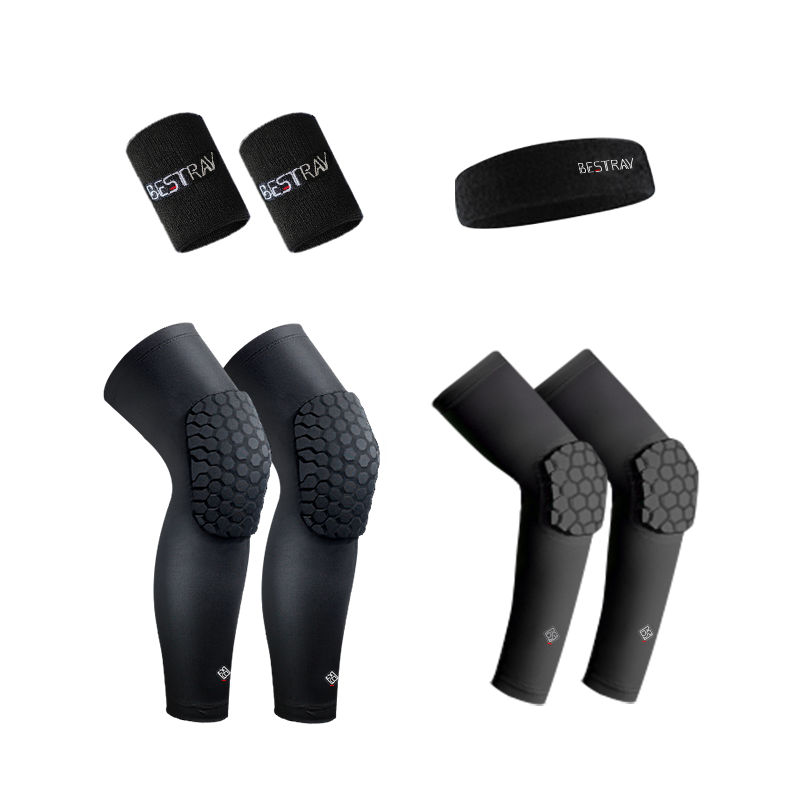 Bestray Children's Basketball Knee Pads, Thin Anti-Fall Elbow Pads, Professional Impact-Resistant Long Running Sports Breathable Honeycomb Protective Gear