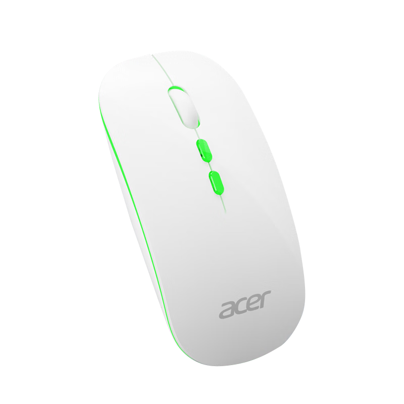 Acer Dual-Mode Silent Wireless Bluetooth Mouse OMR050 White - Lightweight Rechargeable Portable Mouse for Office Desktop Laptop All-in-One Tablet