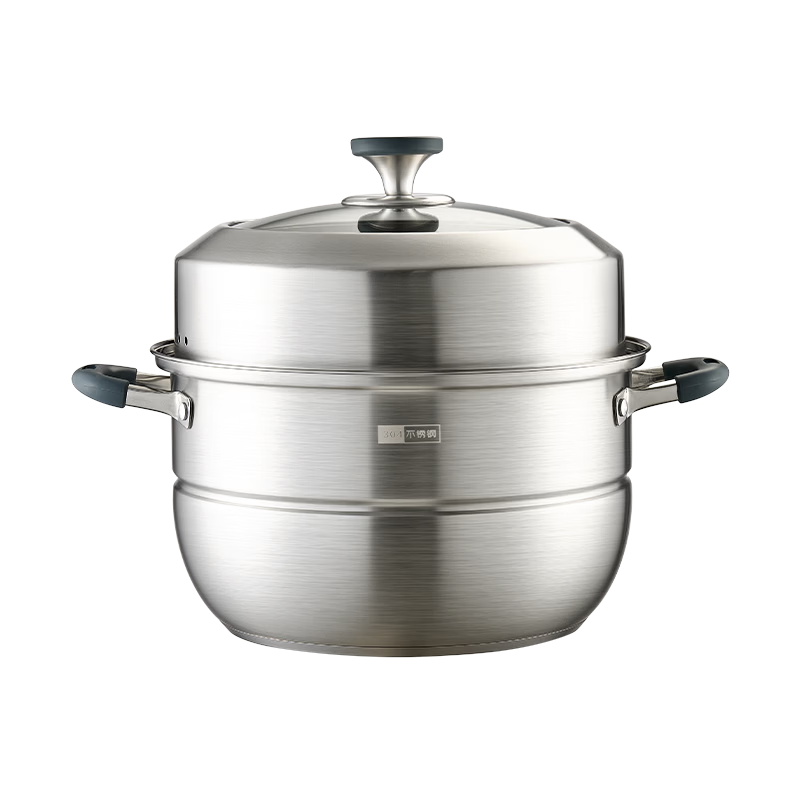JD Original Steamer Pot, Large Capacity 304 Stainless Steel Soup Pot, Thickened Stewing Steaming Cooking Pot for Gas Stove, Home Use, Double Layer 30cm