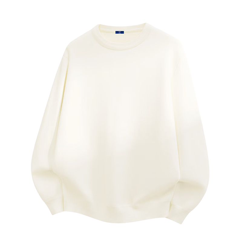 GENIOLAMODE Men's Fleece-Lined Sweater Winter Thick Warm Crew Neck Base Layer Knitwear White M
