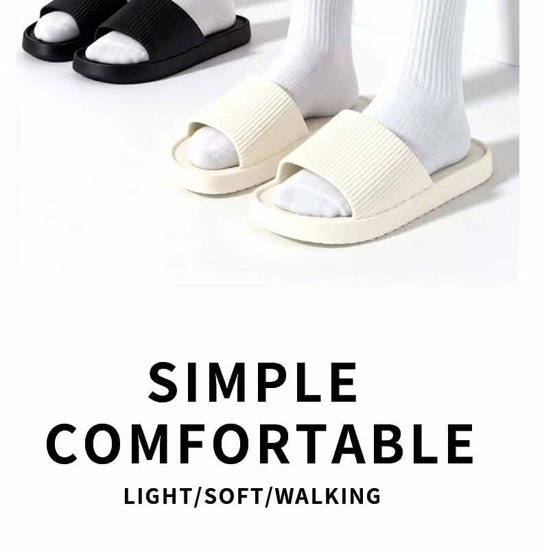 Seven-Color Spun Men's EVA Indoor Home Cloud Feel Lightweight Bathroom Shower Non-Slip Couple Women's Slippers Black 42-43 7