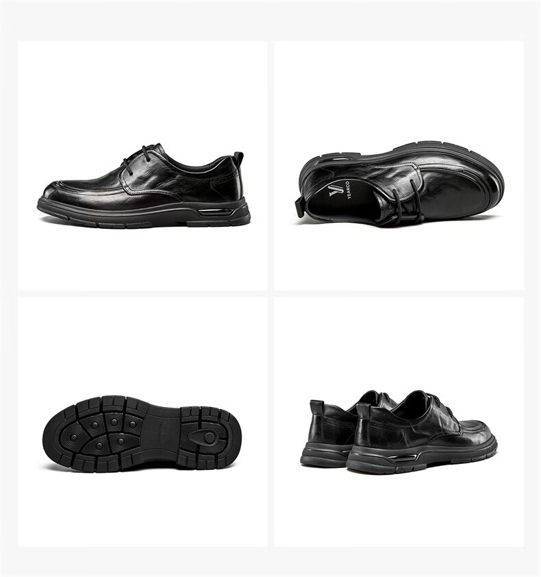 Eierkang Men's Business Casual Commuter Leather Shoes Genuine Leather Soft Sole Comfortable Dad Shoes 61330W Black Size 40 11