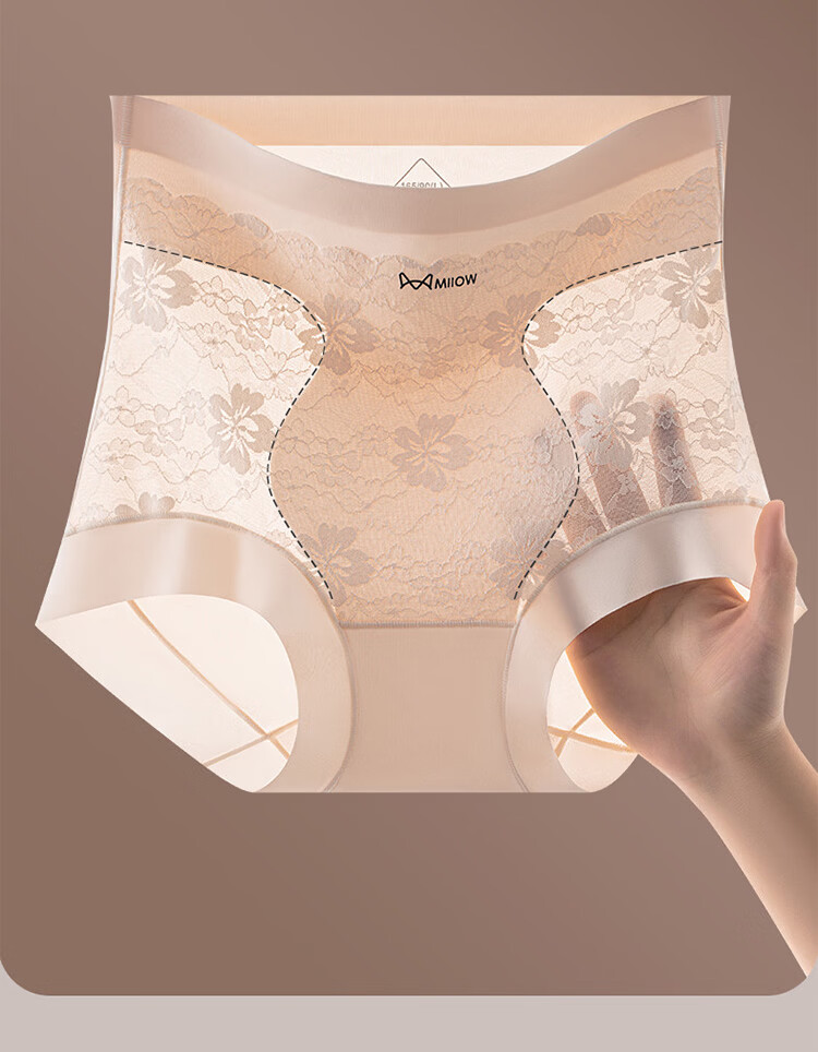 Miiow Women's Lace Underwear Extended 10A Cotton Antibacterial Crotch High Waist Tummy Control Hip Lift Breathable Plus Size Triangle Panties M 24