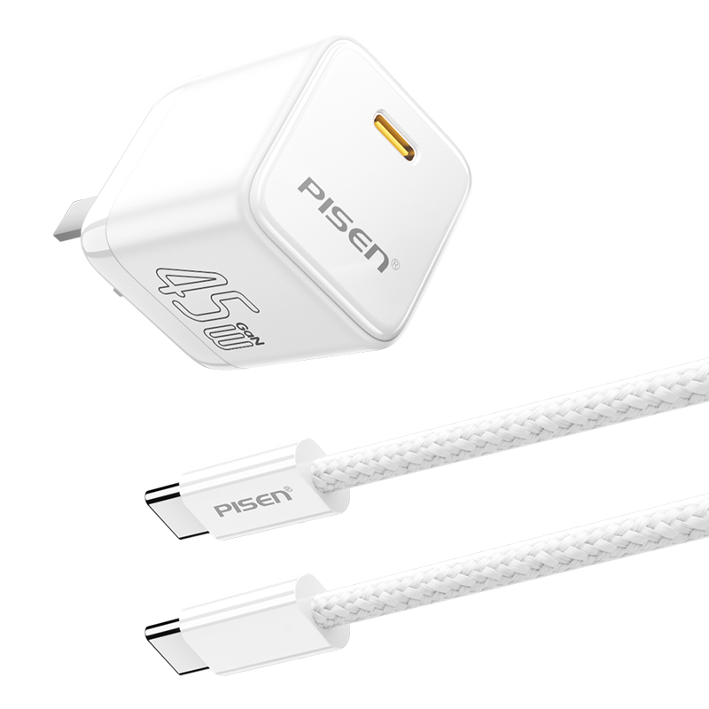 Pisen 3C Apple 17 Charger 45W GaN Charging Set PD 40W Type-C Fast Charger for iPhone 17 Pro Max/16/15 Huawei Compact