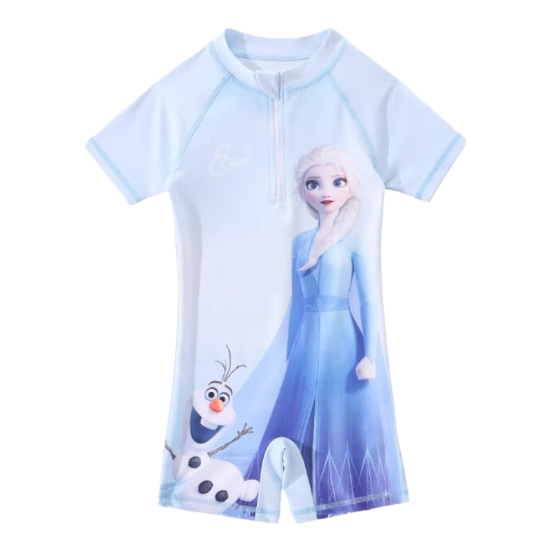 Dishini Girls' One-Piece Swimsuit, Professional Training Swimwear for Children Aged 3-6 Years Old, D35383 Blue, Size 120