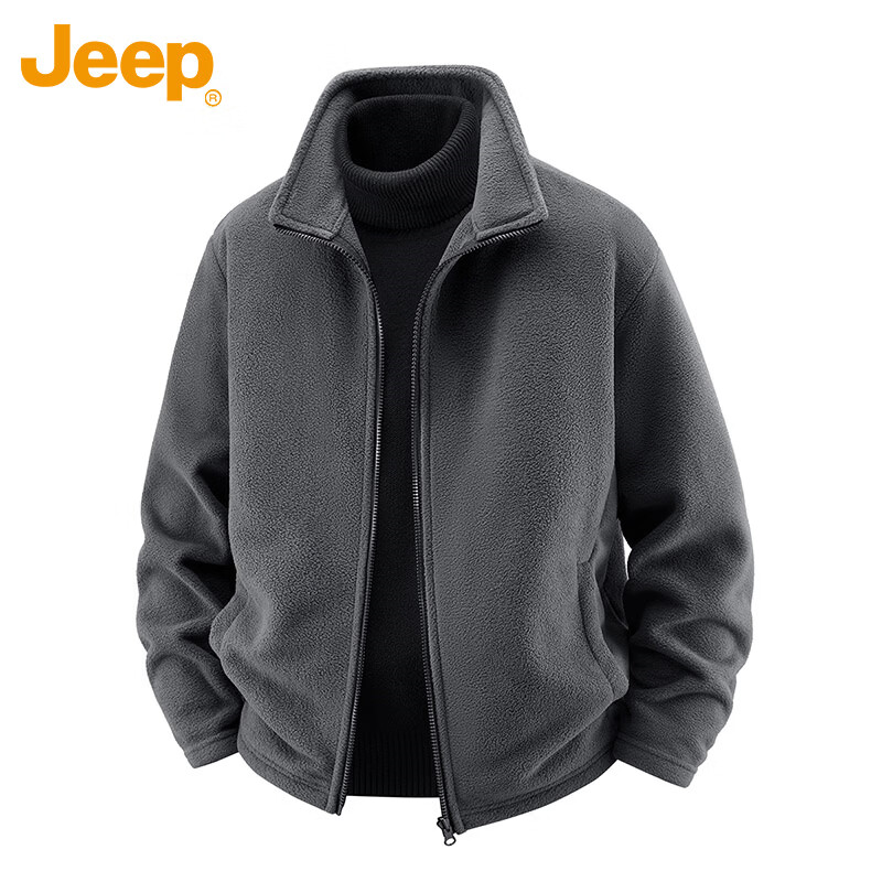 JEEP Men's Autumn Winter 3-in-1 Fleece Lined Jacket Outerwear Dark Gray 2XL
