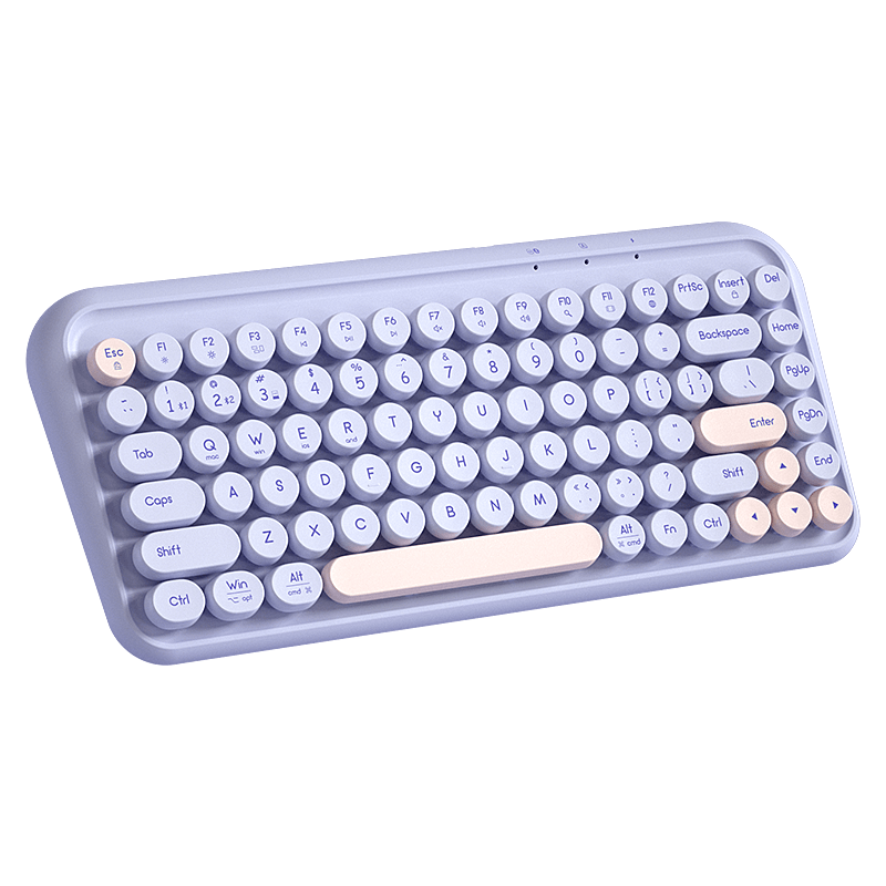 B.O.W Hangshi K500D Dual-Mode Bluetooth Wireless Keyboard Ultra-Thin Portable Office Tri-Mode 84-Key Keyboard for Phone iPad Tablet Laptop Starry Purple Color Block