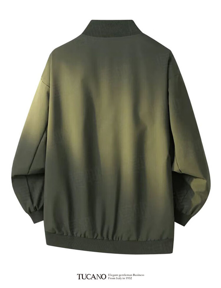 TUCANO Men's Spring Autumn Loose Baseball Collar Jacket Workwear American Style Flight Coat Khaki 3XL 6