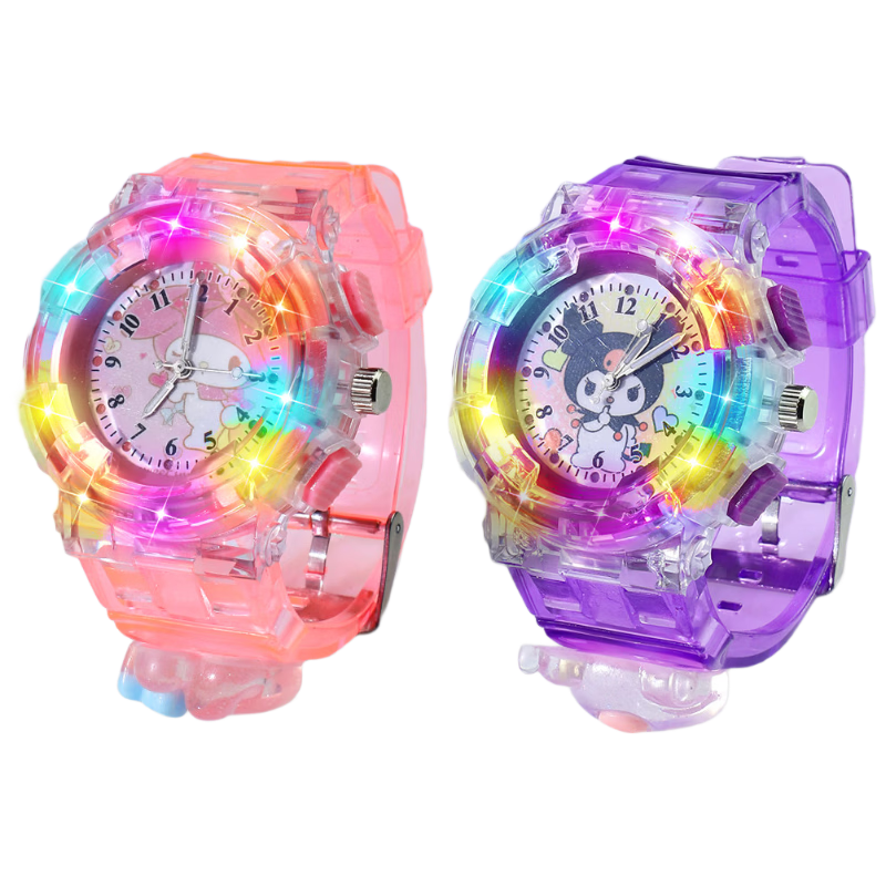 Shangmei Beibei Kids 3D Luminous Watch Kuromi My Melody Electronic Waterproof Watch for Girls Age 3-6 Birthday Gift