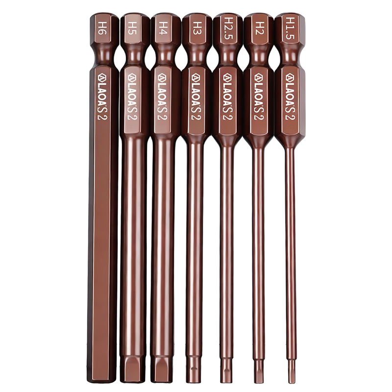 LAOA Magnetic Hexagonal Screwdriver Bit Set 100mm 1.5-6.0mm 7 Pieces