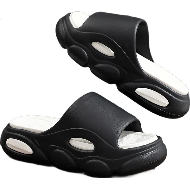 GUOLUOFEI Thick-Soled Slippers for Men, Summer Outdoor Wear, Sports Thick Sole, Stepping-On Feeling, Outdoor Non-Slip Couple Sandals, Carbon Gray, Size 40-41
