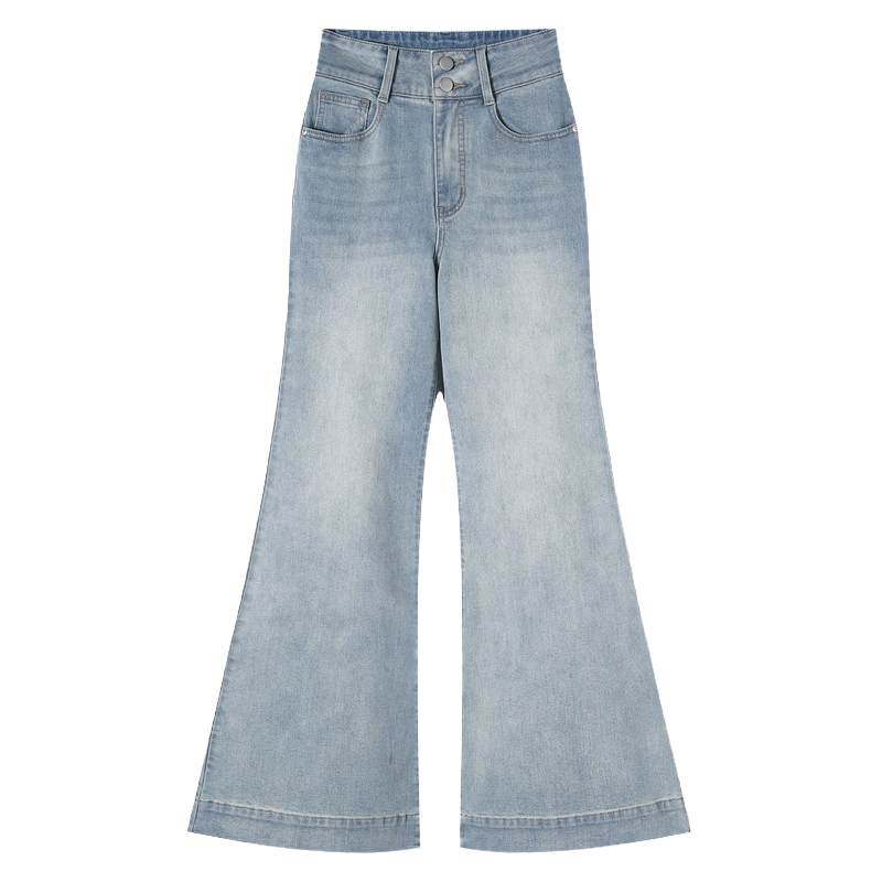 TonLion 2026 Spring New Slim Fit Micro Denim Flared Pants for Women Washed Loose Fit