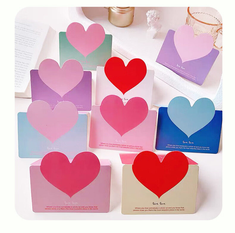 Jiayan Heart-Shaped 3D Greeting Cards 20pcs Birthday Cards Annual Meeting Blessing Wish Cards 2
