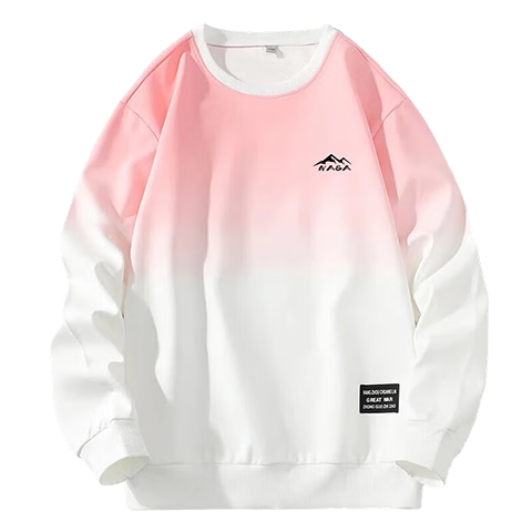 NASA MARVEL Sweatshirt for Men, Spring And Autumn T-Shirt, Round Neck Top, American Style Sports Trendy Gradient Loose Undershirt, White And Blue, M Size