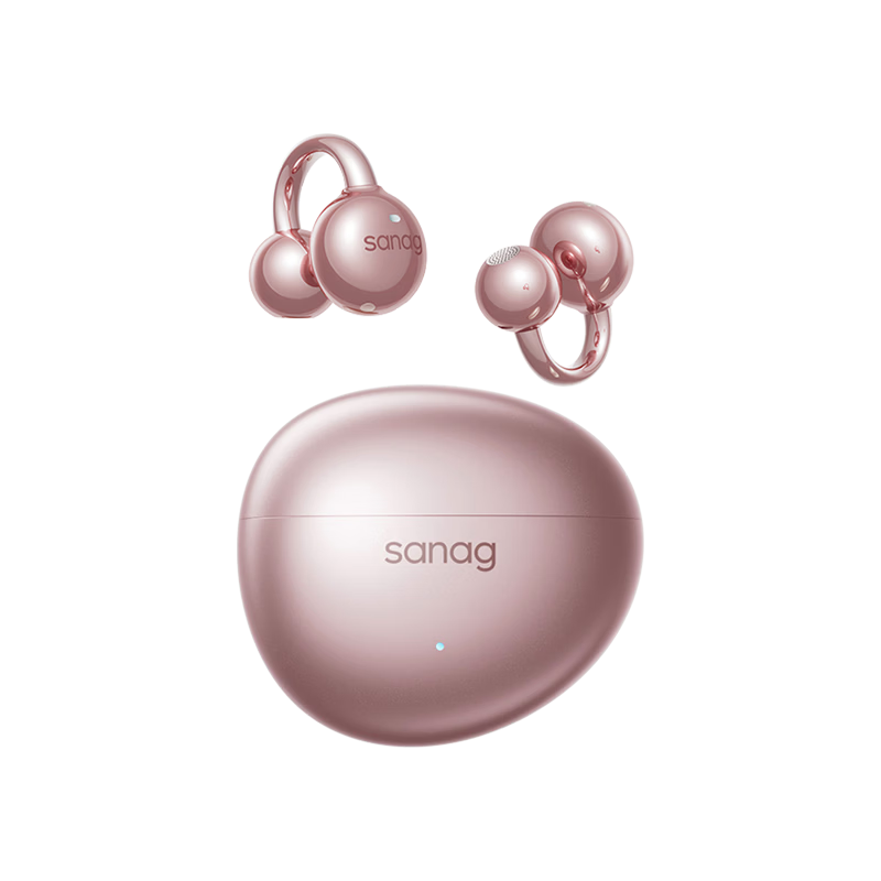 SANAG S7SUltra Bluetooth Earclip Sports AI Smart Voice Recorder Real-time Wireless Translator Rose Gold (Same Model as Yunqi)