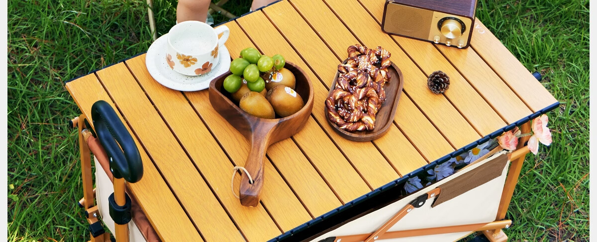 CAMEL Camping Car Accessory Tableboard Foldable Portable Carbon Steel Tableboard Wood Grain Color 6
