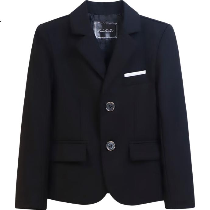 LUOBOBEIBEI Kids Blazer Korean Style Solid Color Boys Formal Suit Flower Boy Performance Jacket Black 160