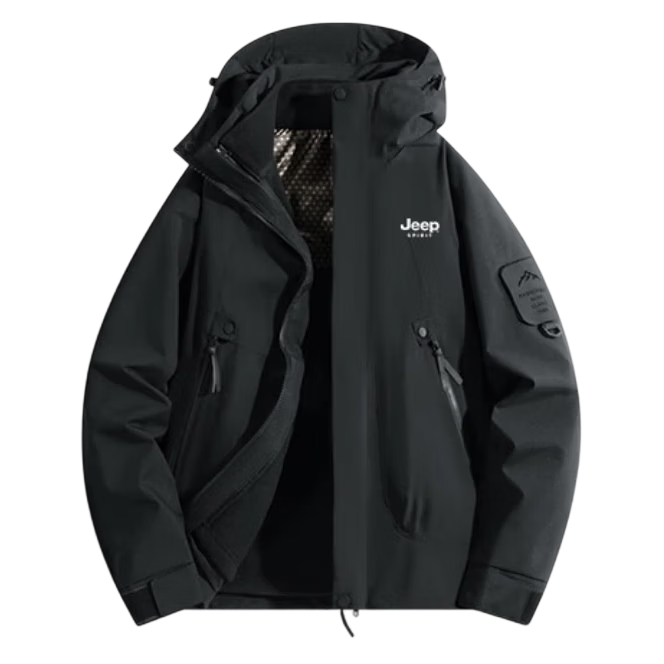 JEEP SPIRIT Men's Autumn Winter 3-in-1 Detachable Windproof Jacket Black 3XL