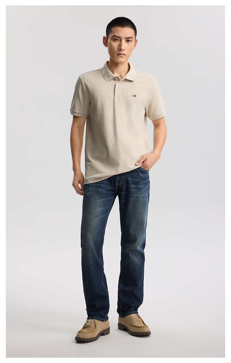 Lee 26 Spring Summer New Standard Fit Polo Shirt with Small Logo Emblem for Men Camel 3XL 1