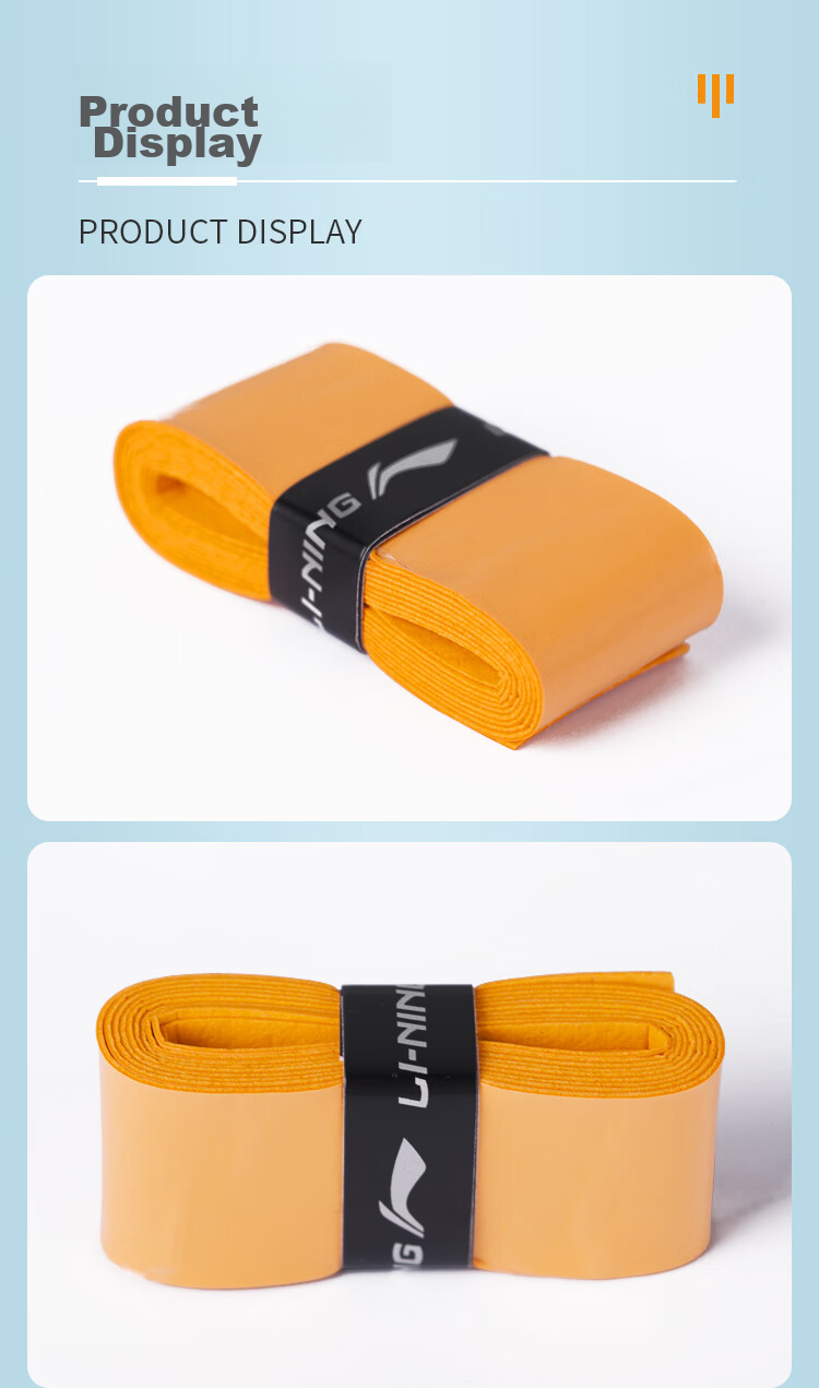 Li-Ning Badminton Grip Tape, Sweat-Absorbing And Non-Slip, GP2000, Pack of Ten, Orange Color, Moli La 9