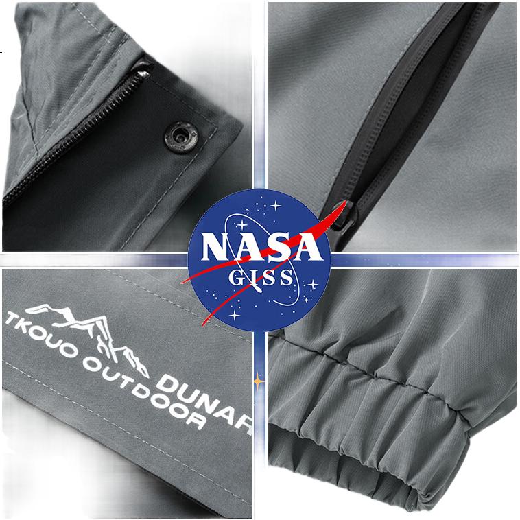 Мужская флисовая куртка NASA GISS, зимняя, модная, с воротником-стойкой, свободная, повседневная, универсальная, темно-серая, флисовая подкладка, 4XL