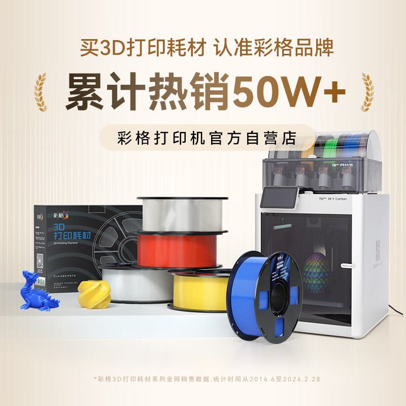 Caige 3D Printing Filament Silk PLA Four-Color Gradient Silk Gloss Compatible with Taz, Creality, Elegoo, and Zongwei Cube Purple Blue Yellow Red 1kg