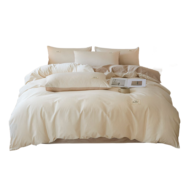 MUJI 100% Cotton 4-Piece Bedding Set for 1.5/1.8m Bed, Pure Cotton Bed Sheet and Duvet Cover 200x230cm