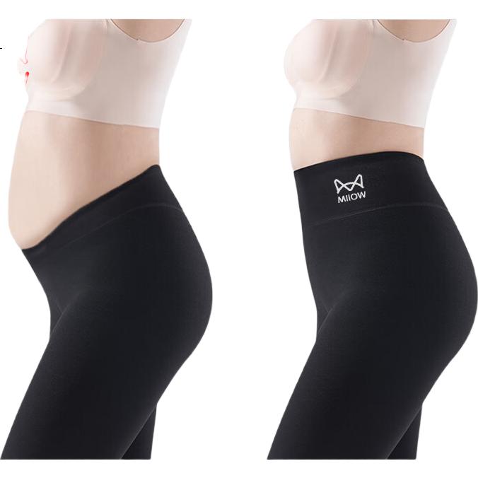 MiiOW [Plus Size] Women's Thermal Pants with Cashmere And Silk, High-Waisted, Plus Size, Autumn Leggings, Base Layer Pants, Black, 6XL