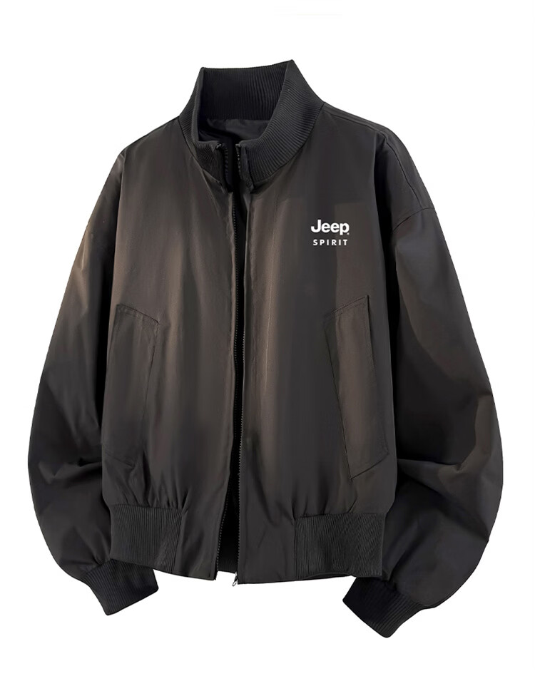 JEEP SPIRIT Men's American Style Flight Jacket Spring Loose Thick Baseball Jacket Navy Blue M 1