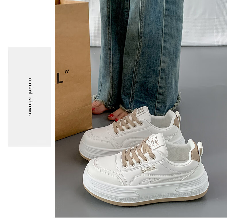 Cartelo Crocodile Casual Women's Thick Sole White Sneakers Lightweight Platform Shoes Versatile Casual Sports Shoes 1670 Mika Size 35 6
