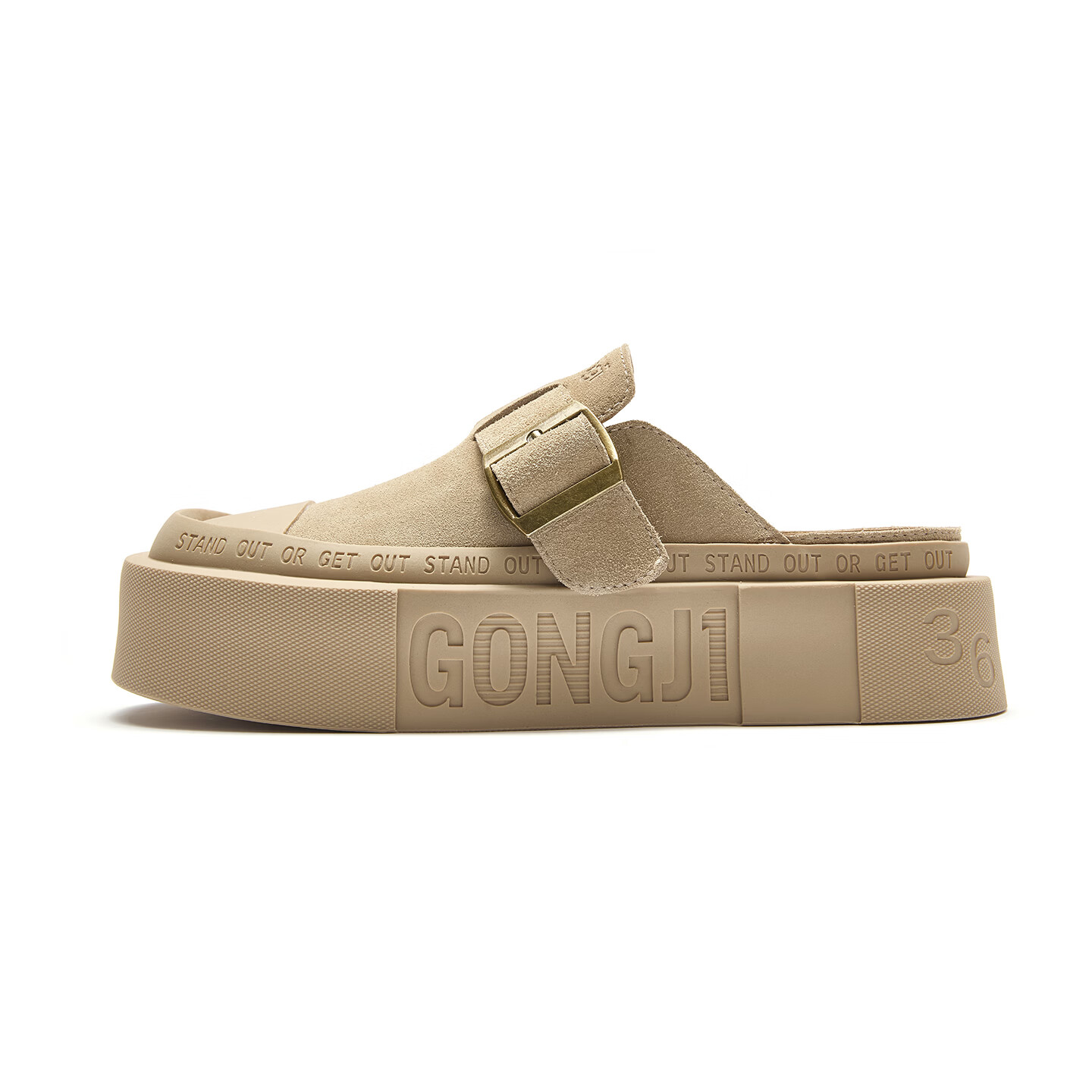 Gongji Casual Half-Slip Trendy Sneakers Unisex Daily Canvas Shoes Khaki (Men) 41