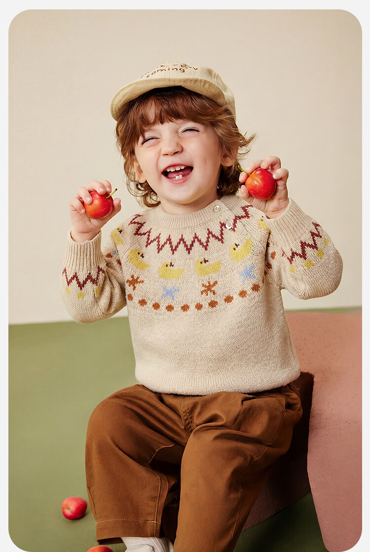 Minibala [Parent-Child Artist Collaboration] Unisex Kids and Adults Sweater 2025 Winter Cute Festive Red Christmas Jumper 3