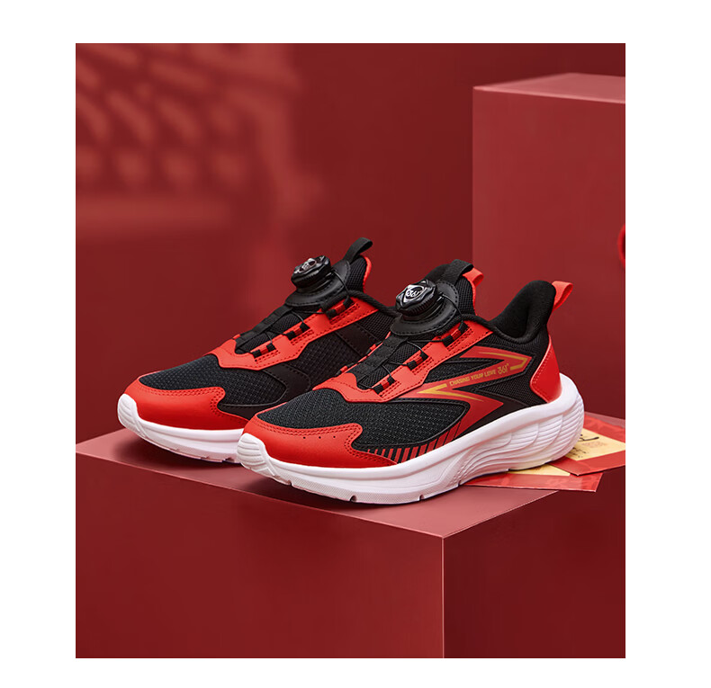 361° Kids Running Shoes Spring 2026 Boys and Girls Lightweight Soft Elastic Knob Sports Shoes Black Size 35 2