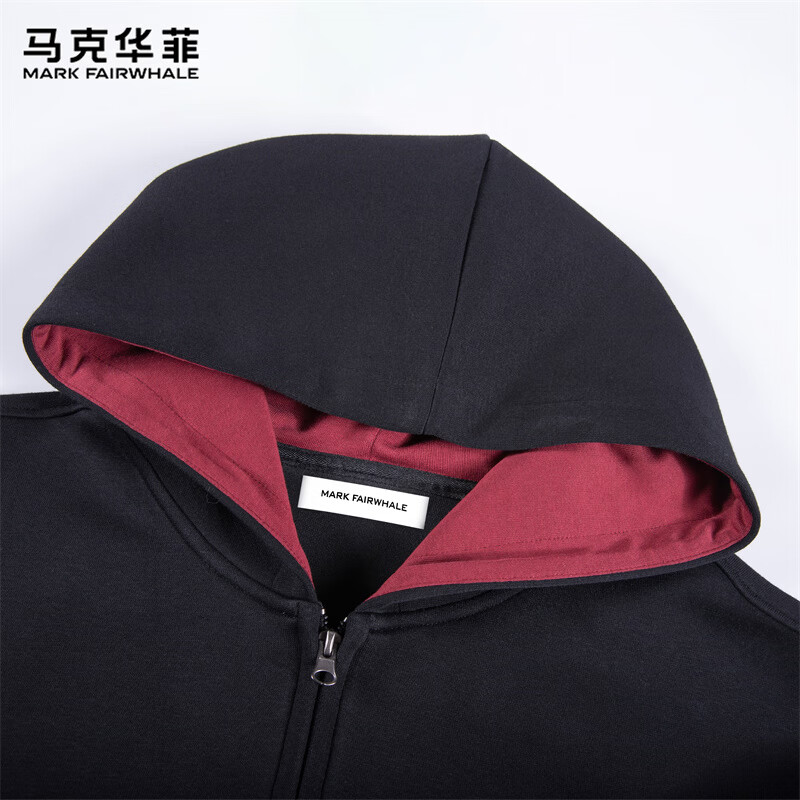 MARK FAIRWHALE Men's Spring American Style Loose Zip-up Hoodie Jacket Unisex Couple Black XL
