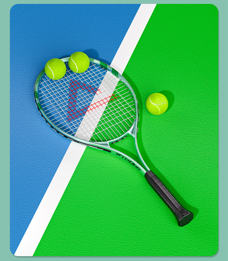 Peak Tennis Racket Adult Training Competition Advanced Lightweight Shock Absorption Rebound Single Racket Set Light Green 10