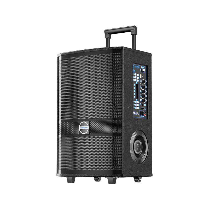 HYUNDAI 12-inch High-Power Square Dance Speaker Portable Trolley Outdoor Bluetooth Stage Speaker with Microphone for Karaoke Performance and Conference Hosting
