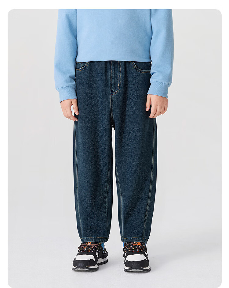 Balabala [balaOne] Boys' Fleece-Lined Denim Pants Lyocell Red New Year Celebration Trousers 6