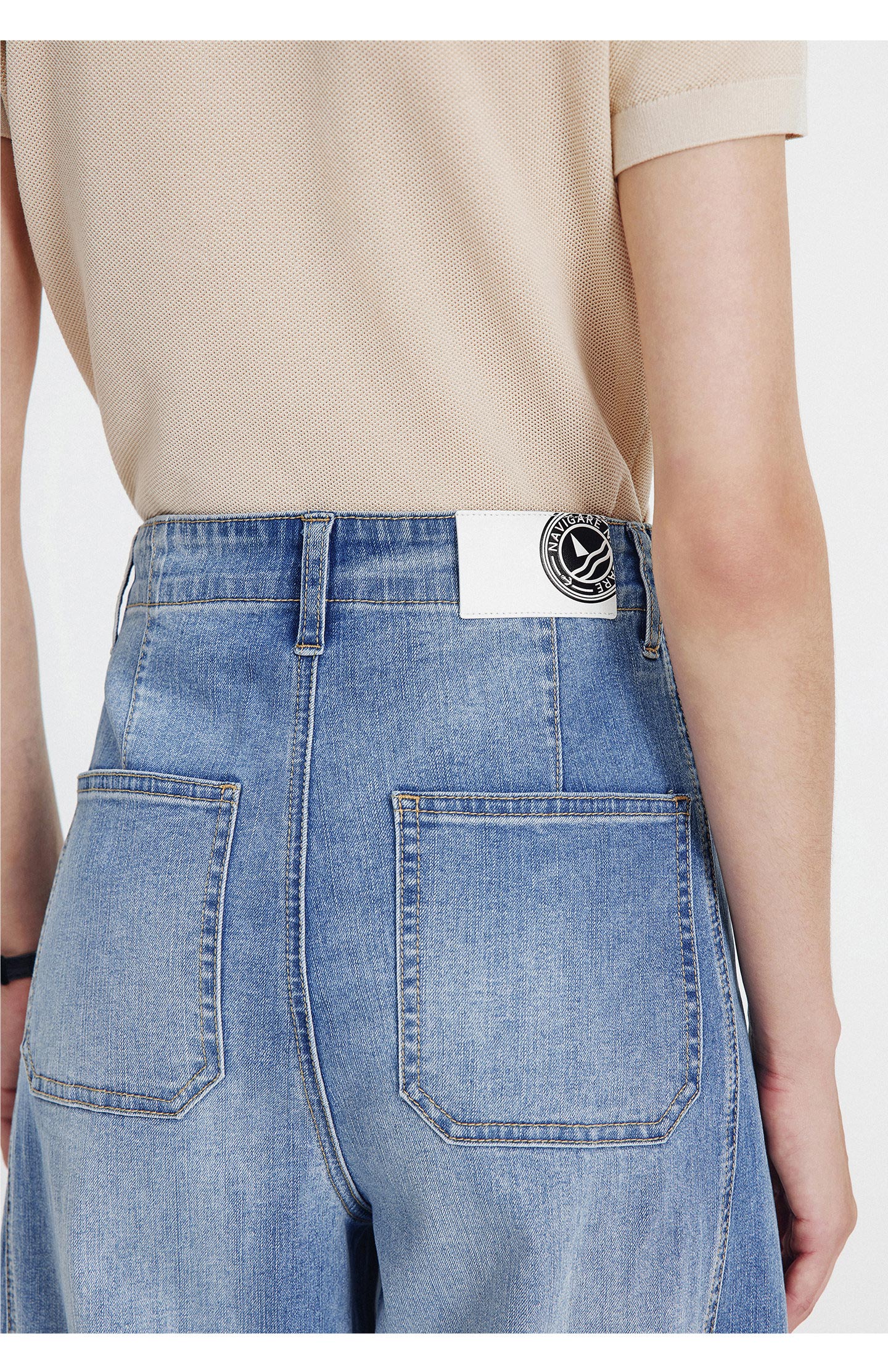 Navigare Small Sailboat Loose Fit Banana Pants 2026 Spring Summer New Washed Denim Women's Wide Leg Trousers 2312576502 12