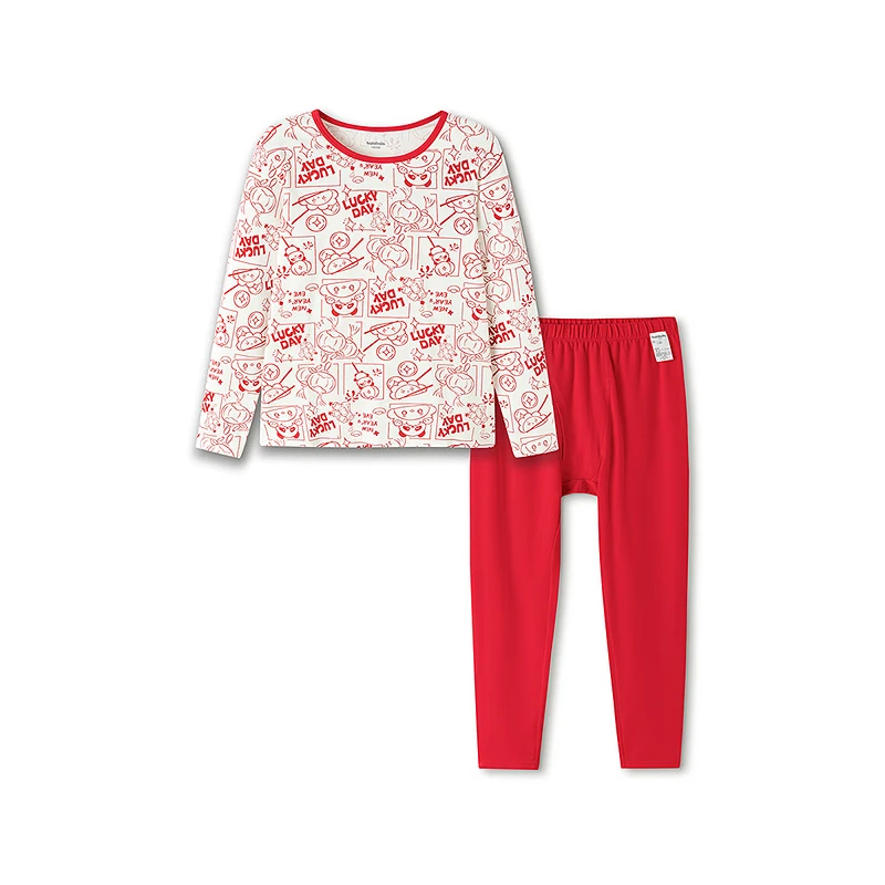 Balabala Kids Children's Underwear Set Boys 2026 New Spring Autumn Red Pajamas Comfortable