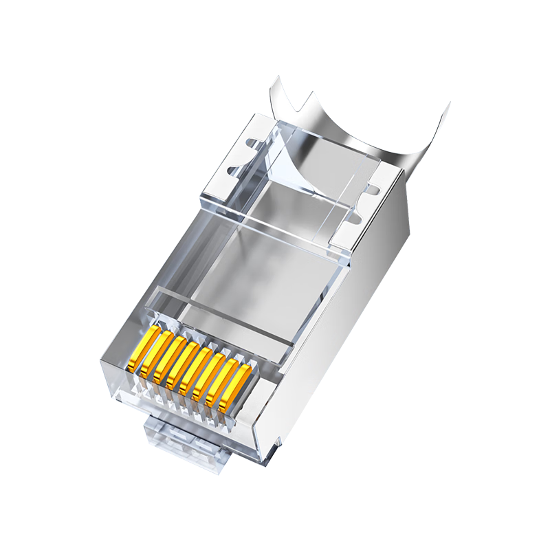 ZhiJi Cat6a Ethernet Cable RJ45 Connector Shielded Two-Piece 50U Gold-Plated Engineering Grade Network Plug 2pcs RA6-LK002