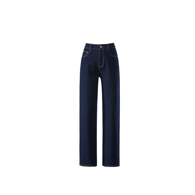 ESE-Y Women's Narrow Wide-Leg Jeans 26 Spring New Elastic Slim Straight Pants Dark Blue 28