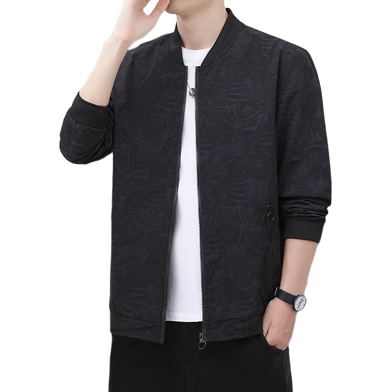 TUCANO Men's Spring Autumn Baseball Collar Camouflage Jacket Outdoor Casual Comfortable Black 2XL