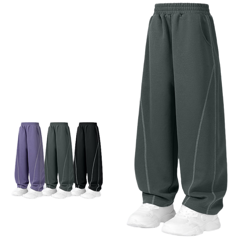 Baleno Kids Winter Fleece Lined Warm Boys and Girls Curved Leg Sports Loose Casual Wide Leg Pants for Older Children