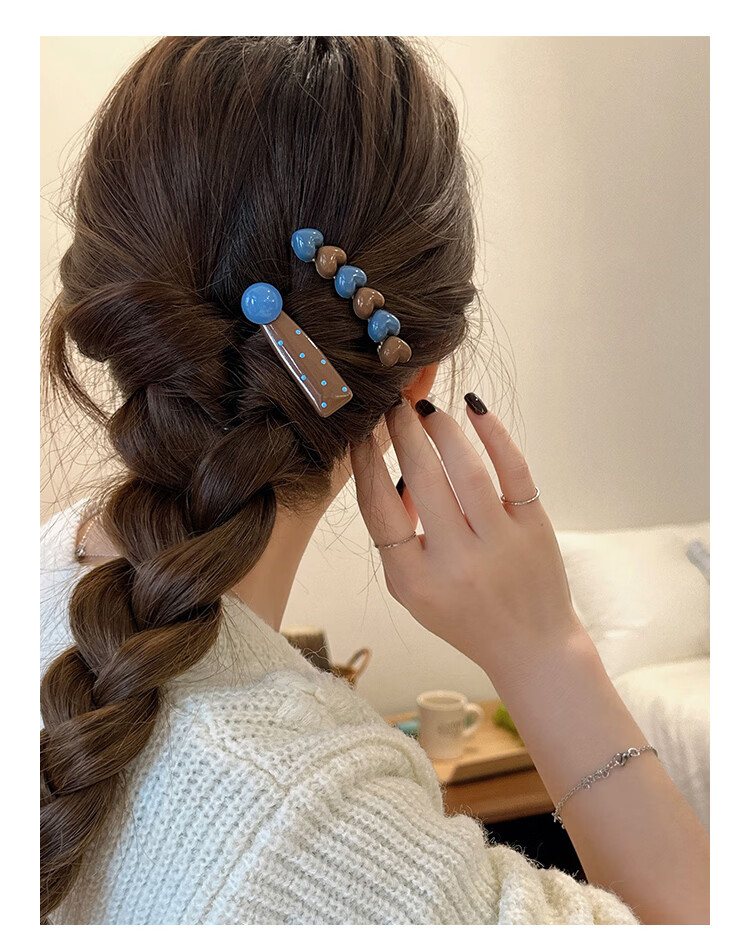 CHIMERA Colorblock 2-Piece Playful Heart Polka Dot Side Clip Bang Hairpin Duckbill Clip Birthday Gift for Girls 5
