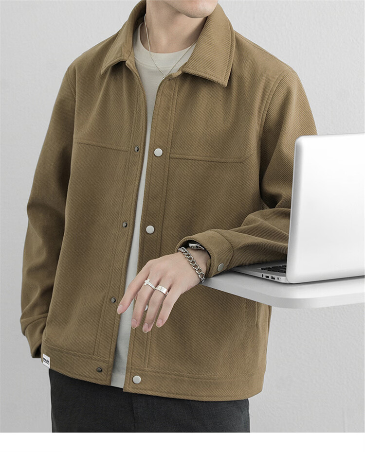 MARK FAIRWHALE Men's Jacket Spring and Autumn Trendy Casual Simple Fashion Versatile Khaki XL 15