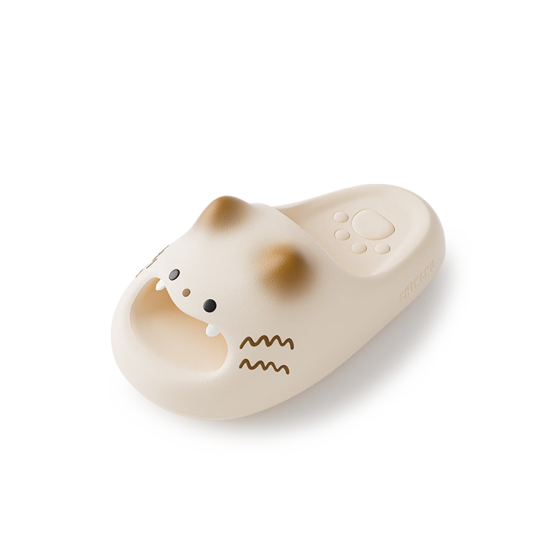 Chikoku Cute Cartoon Cat Paw Slippers Women's Summer New Thick Sole Home Non-Slip EVA Couple Sandals Men's Summer