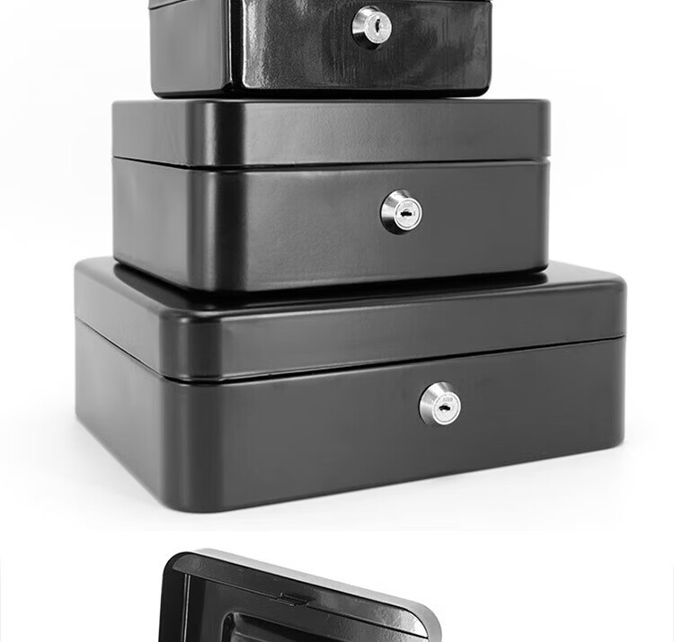 Bingyu BJ211 Portable Lockable Cash Box Safe Toolbox Savings Box 150-Password Black 15*12*8cm 10