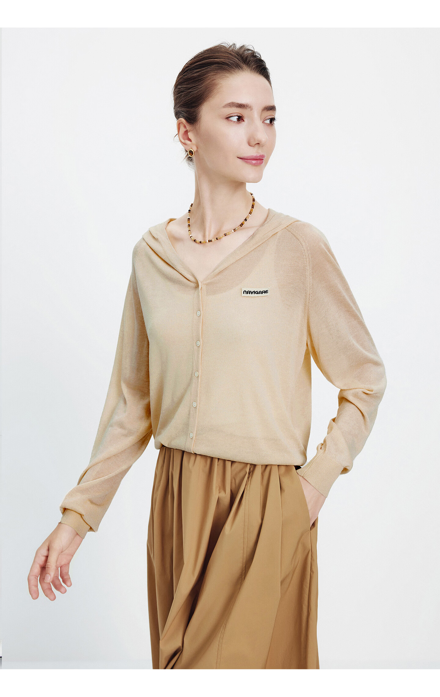 Navigare [Celebrity Edition] Small Sailboat 26 New Women's Lightweight Hooded Knit Cardigan Air Conditioning Jacket 2314096504 61