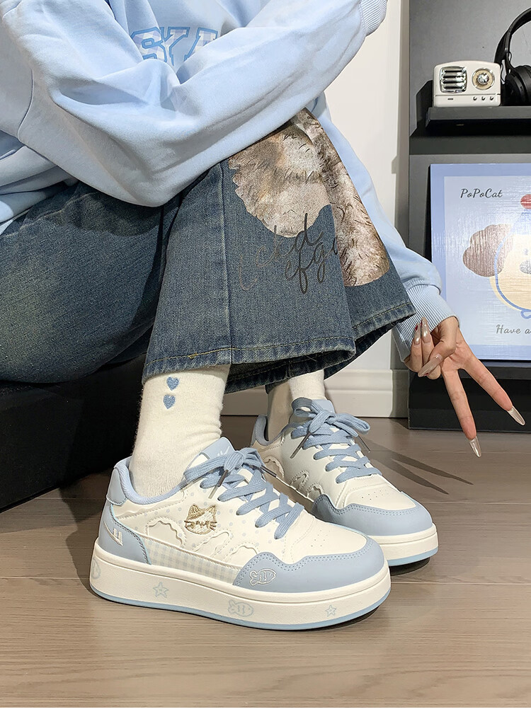 Warrior Cute Cat Canvas Shoes for Women 2026 Spring Autumn New Versatile Lightweight Casual Breathable Thick-Soled White Sneakers for Female Students 8