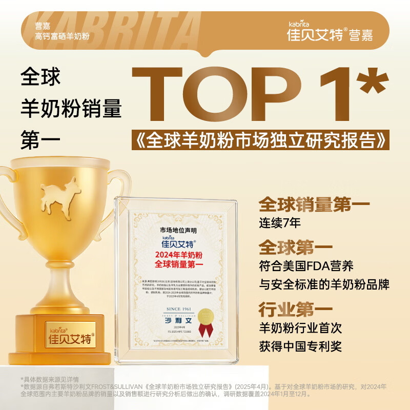 佳贝艾特（Kabrita）羊奶粉营嘉高钙富硒800克*2礼盒装 送礼父母成人年货